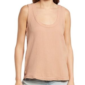 New FAHERTY Topanga Dream Cotton Gauze Tank Size Medium in Maple Sugar
